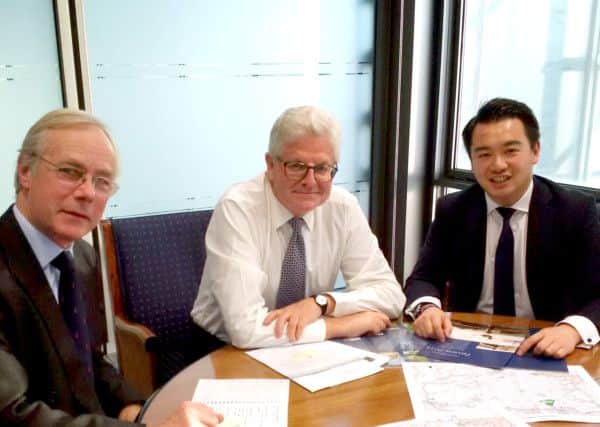 jpns-10-02-16-019 hav Alan Mak columnAlan Mak MP with Chichester Harbour Trust Chairman John Nelson & Administrator James Davis