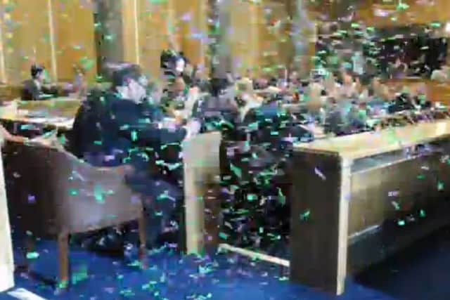 Confetti launched at Tuesday's council meeting