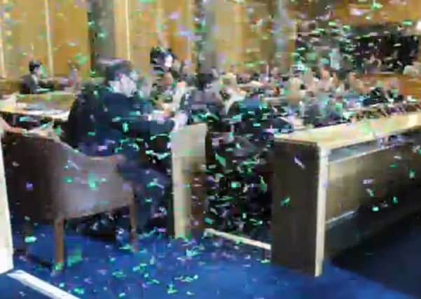 Confetti launched at Tuesday's council meeting