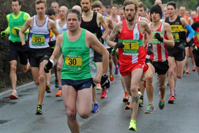 After winning the Stubbington 10k, Joe Wade, wearing 1, and Stubbington's Andy Simpson impressed again