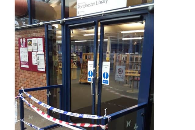 The aftermath of the break-in at Portchester Library