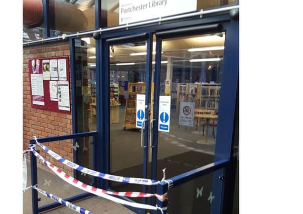 The aftermath of the break-in at Portchester Library