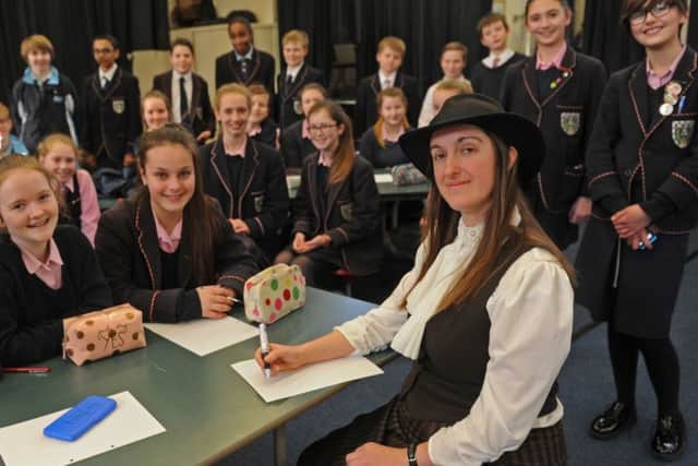 Frances Hardinge holds a writing workshop with pupils during a visit to Mayville School in Southsea