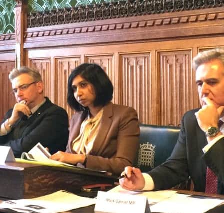 Suella Fernandes chairing the evidence session in parliament