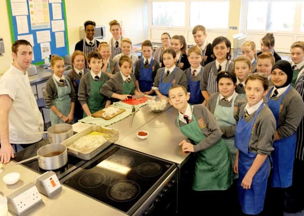 Matt Hewitt, the head chef at The Bakers Arms in Droxford, returned to his former school, Brune Park  in Gosport, to hold a workshop for childre Picture: Sarah Standing (160323-2938)