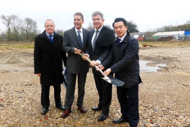 Havant Borough Council's deputy leader Tony Briggs, technical director of P&I Generators Paul Terzza, minister for housing and planning Brandon Lewis, and Havant MP Alan Mak