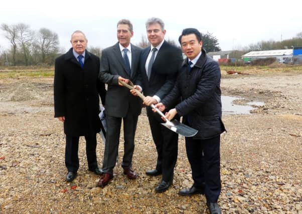 Havant Borough Council's deputy leader Tony Briggs, technical director of P&I Generators Paul Terzza, minister for housing and planning Brandon Lewis, and Havant MP Alan Mak