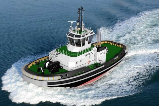 The new tug which will play a vital role in guiding the 65,000-tonne HMS Queen Elizabeth in and out of Portsmouth