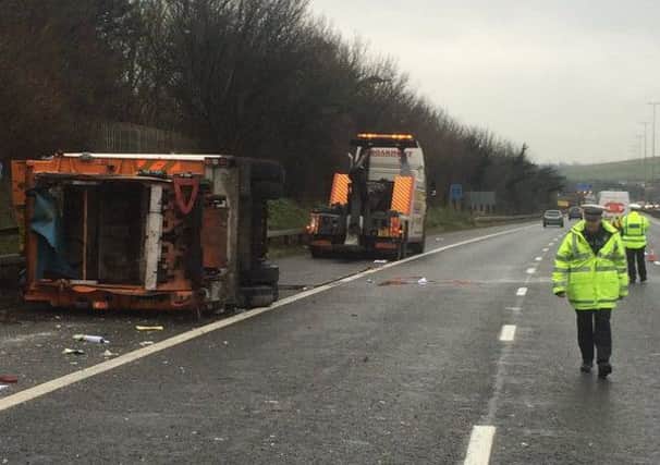 Lorry crash on M27 between 11 and 12 long delays expected @HantsPolRoads