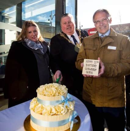 From left, Portsmouth City Council leader Donna Jones, Lord Mayor of Portsmouth Frank Jonas and Gunwharf Quays centre manager Colin Wilding at the 15th anniversary celebrations