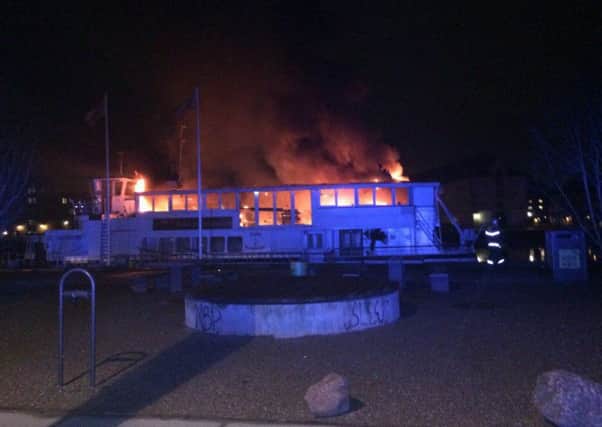 The former Gosport Ferry was badly damaged in a fire in Copenhagen where it was a restaurant Picture: Copenhagen Fire Service