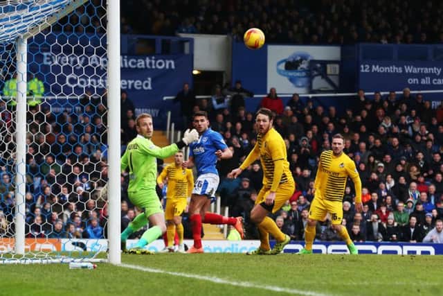 Gareth Evans opened the scoring for Pompey on 19 minutes Picture: Joe Pepler