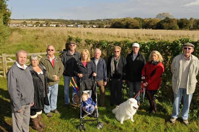 Residents protesting in 2014 about the potential development between Cranleigh Road and Quintrell Avenue in Portchester Picture: Malcolm Wells (142855-0898)