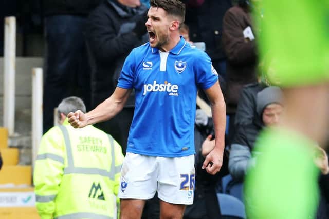 Gareth Evans opened the scoring for Pompey Picture: Joe Pepler