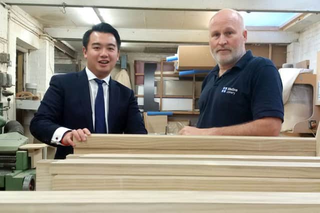 FAIR DEAL Alan Mak MP with James Bright, founder of Media Joinery, Hayling Island, who will be exhibiting at the jobs fair