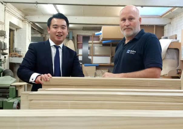 FAIR DEAL Alan Mak MP with James Bright, founder of Media Joinery, Hayling Island, who will be exhibiting at the jobs fair