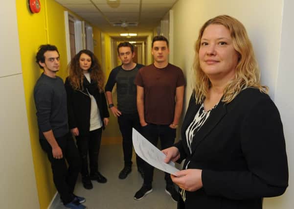 Marika Henneberg with students, from left, Ionut Tannas, Ludovica Mondino, Daniel Winfield and Ivor Ash
Picture Ian Hargreaves (160169-1)