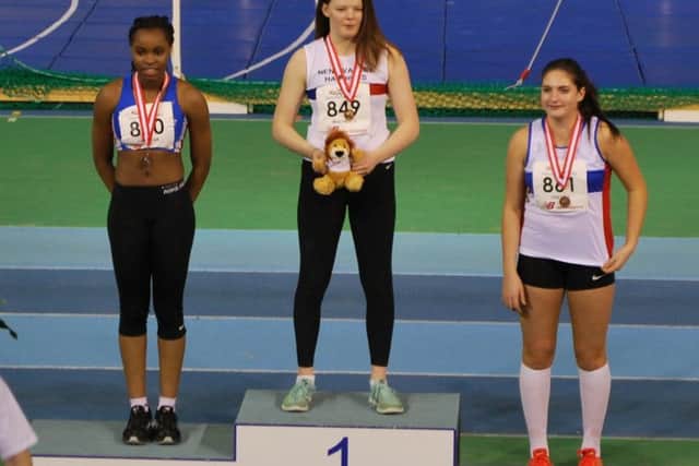 Gaia Osborne, right, finished in third place