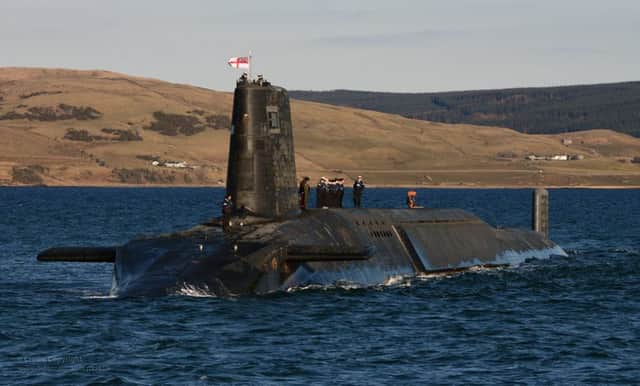 The Trident nuclear submarine HMS Victorious near Faslane in Scotland
