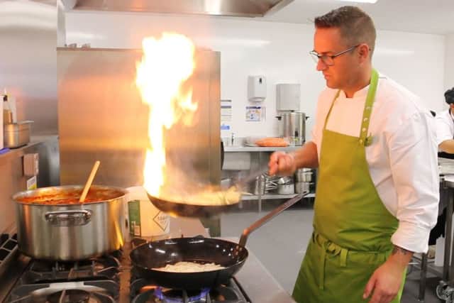 Steve Cross, the head chef at Park Community School, who is whipping up gourmet, healthy food for kids