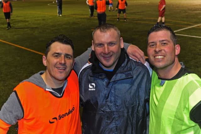 From left, Jimmy Wall, Chrissy's brother Jamie Denman and James Kerridge
Picture Ian Hargreaves (160331-2)