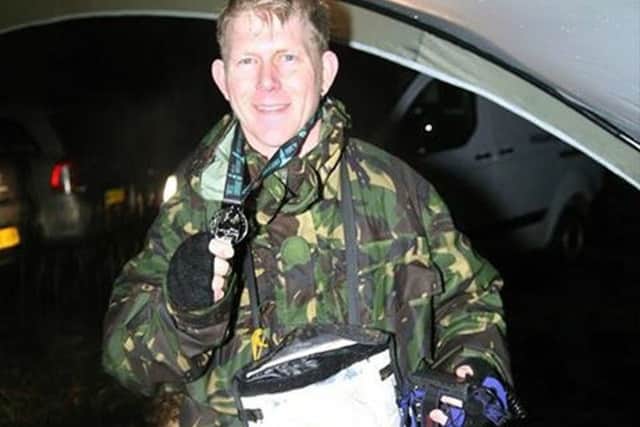 Darren Somerville with his completion pack after finishing the Loadstone challenge.