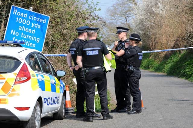 Police in Ranvilles Lane after Kieran Smith's body was found