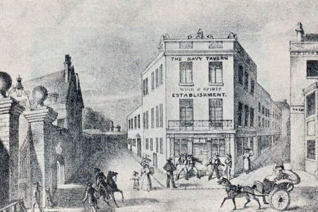 The Hard at the junction with Queen Street in 1850.