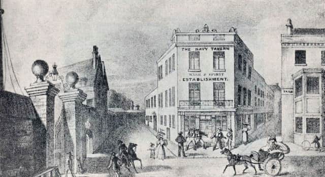 The Hard at the junction with Queen Street in 1850.