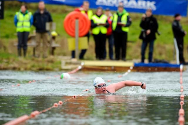 Annette Daly, one of the competitors in the UKs first National Ice Swimming Championship at Andark Lake, Swanwick