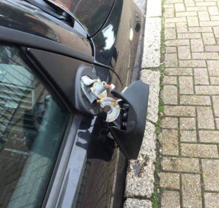Kirsty's smashed wing mirror