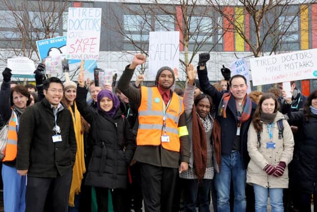 Junior doctors on strike outside Queen Alexandra Hospital in Cosham