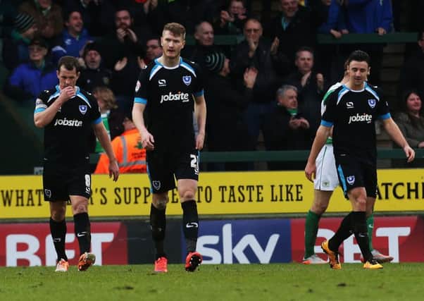 The Pompey players had a frustrating day at Yeovil Picture: Joe Pepler