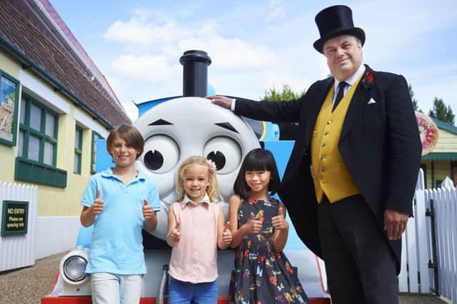 The Fat Controller with Thomas and friends at Drusillas