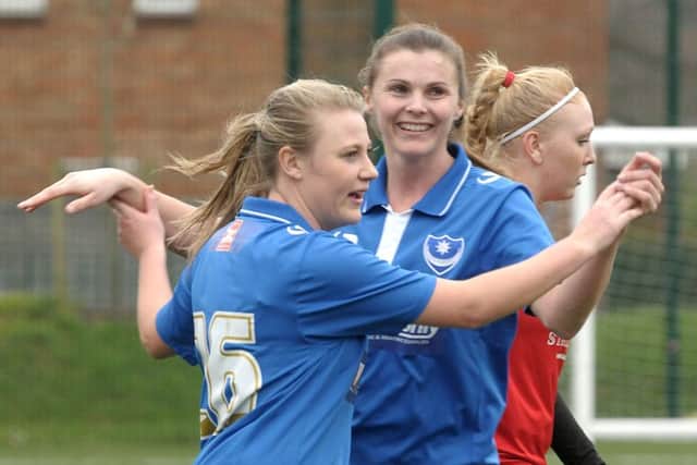 Emma Sherwood celebrates with Nadine Bazan. Picture: Mick Young (160189-24)
