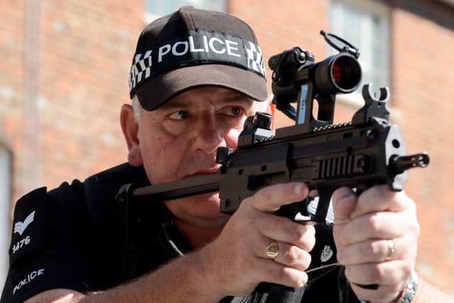 File image of an armed MoD police officer at Portsmouth Naval Base. Picture: LA(PHOT) Keith Morgan