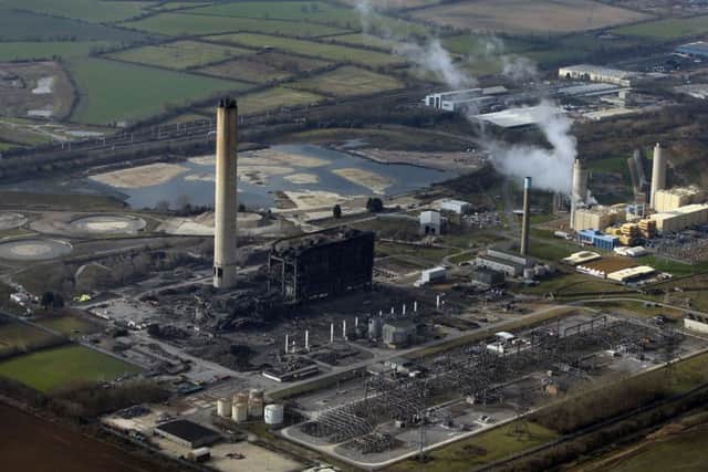 An aerial view of Didcot Power Station, Oxfordshire, where one person died and a major search operation was under way for three others after a building collapsed at the power station.  PHOTO: Steve Parsons/PA Wire POLICE_Didcot_115292.JPG