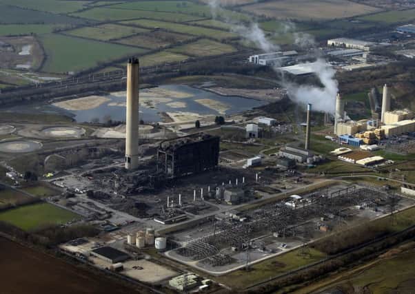 An aerial view of Didcot Power Station, Oxfordshire, where one person died and a major search operation was under way for three others after a building collapsed at the power station.  PHOTO: Steve Parsons/PA Wire POLICE_Didcot_115292.JPG