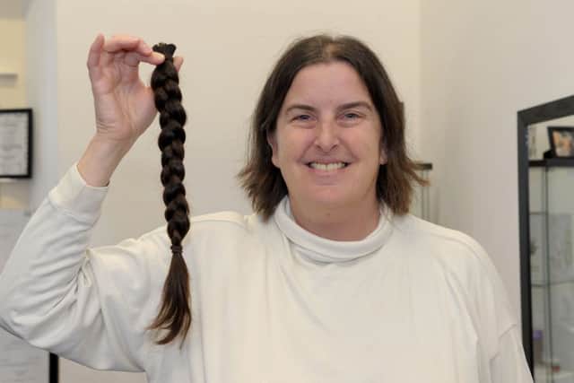 Vicki King had 17 inches of hair cut off at Unit 10 Hair Design in Gosport