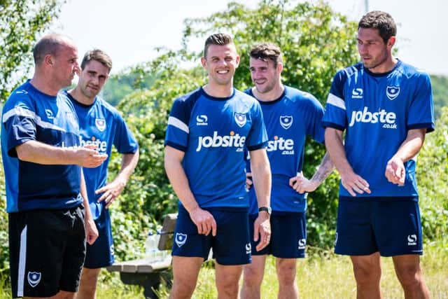 James Dunne, second right, in pre-season training last summer with, from left, Paul Cook, Michael Poke, Tom Craddock and Paul Jones