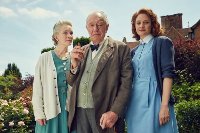 Lindsay Duncan as Clementine Churchill, Michael Gambon as Winston Churchill and Romola Garai as Millie Appleyard. Picture: Daybreak Pictures