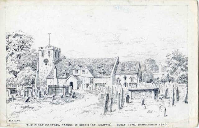 The line drawing of 'The First Portsea Parish Church (St Mary's)'