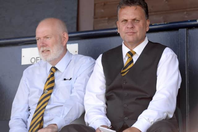 Gosport Borough chairman Mark Hook, left, and manager Alex Pike