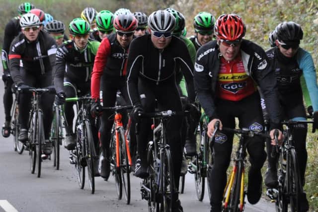 Ian Wilkinson leads his new Pedal Heaven team-mates on a training ride earlier this winter. Picture: Hugh McManus