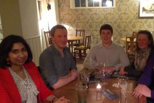 From left, Suella Fernandes, Tom Fyfe, Tom Davis, Tina Ellis and Alex Ward at a meeting about the forthcoming EU referendum