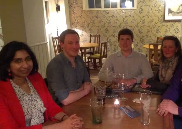 From left, Suella Fernandes, Tom Fyfe, Tom Davis, Tina Ellis and Alex Ward at a meeting about the forthcoming EU referendum