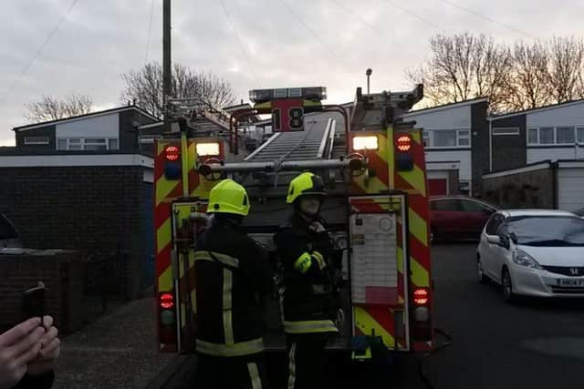 Crews from Gosport and Havant at the scene of a garage fire in Glebe Drive, Gosport, which started in a tumble dryer. Picture: Hampshire Fire and Rescue