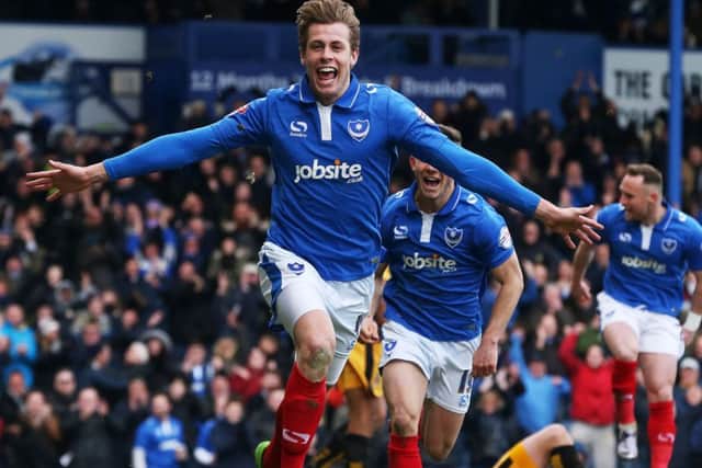 Adam Webster celebrates his winner against Cambridge Picture: Joe Pepler