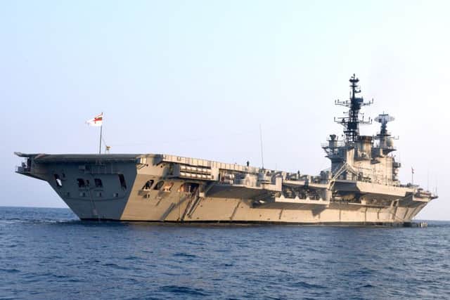 The former HMS Hermes is due to be transformed into a huge floating hotel in India    PHOTO: L(Phot) Des Wade