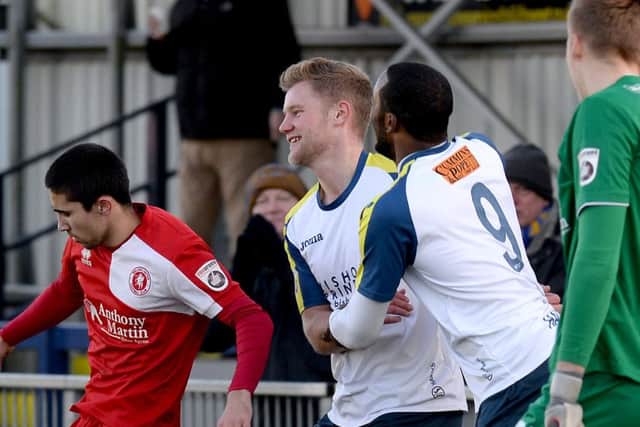 Josh Hill, centre, scored on Saturday